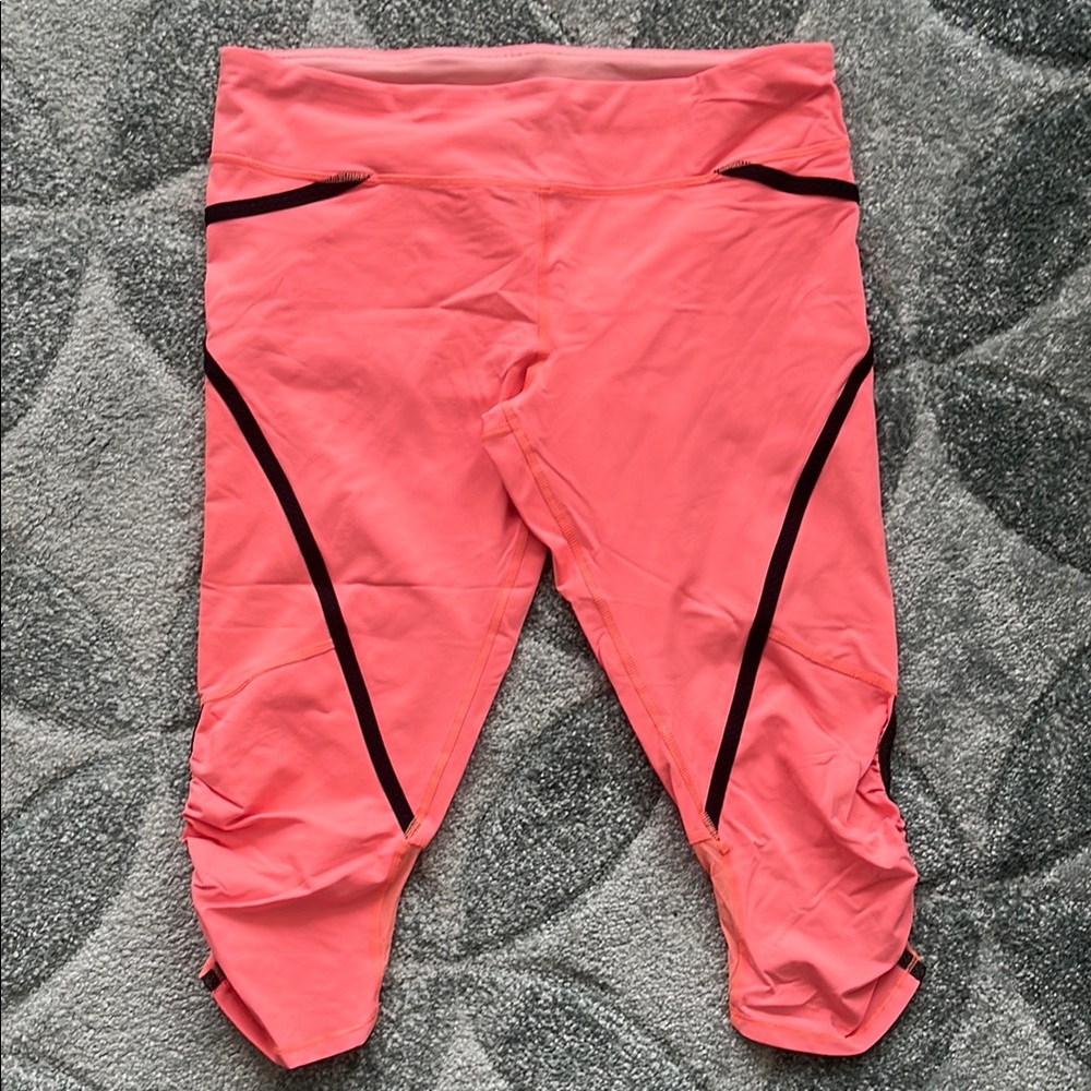 Lululemon Run Pace Crop Pop Pink/Bleached Coral Size 10 Athletic Leggings